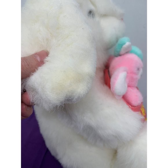 Goffa 14 Inch White Easter Bunny Carrot Embroidered Feet Bag with Pink Blue Teal - Picture 7 of 16